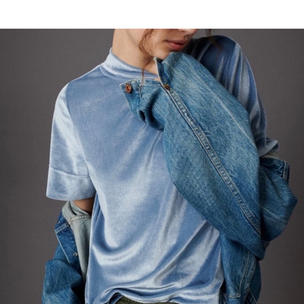 Anthropologie Velvet Top in Blue